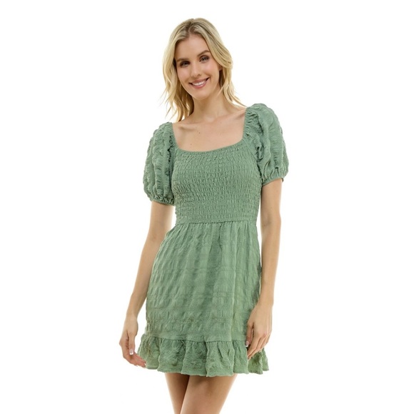 Dress Green Textured Dress - Picture 1 of 9